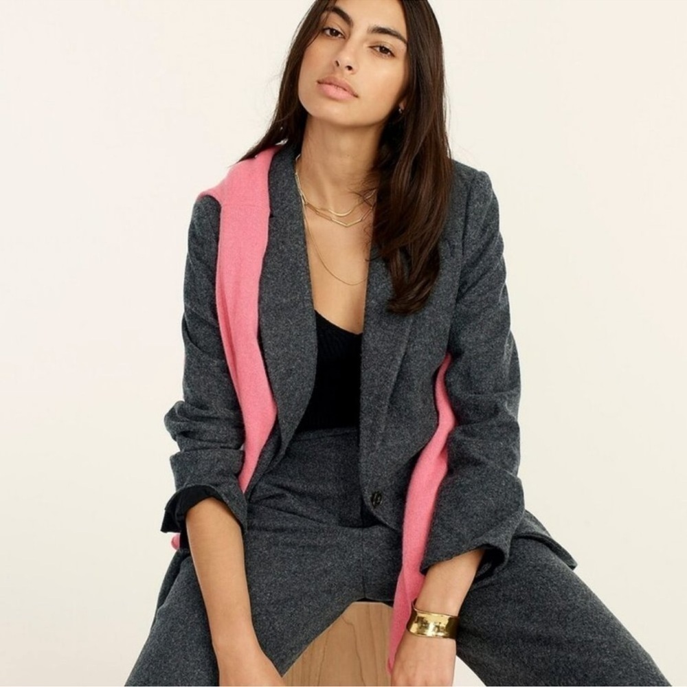 J.Crew Alfie Blazer in Dark Heather Gray Italian Knit Wool Blend Jacket Size 4